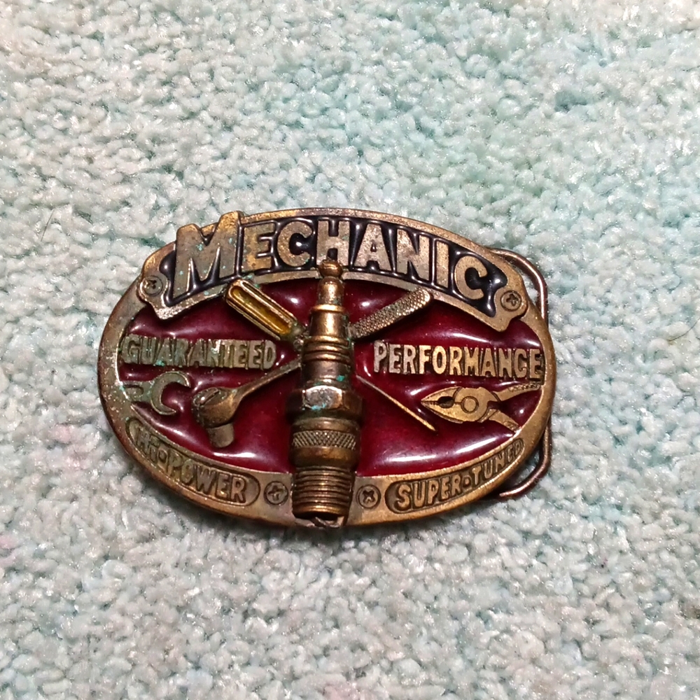1982 Mechanic Tradesman Metal Belt Buckle